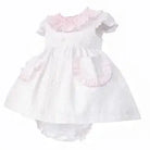 SS26 Baby Girls Pink Spot Smock Dress & Knickers Dainty Delilah