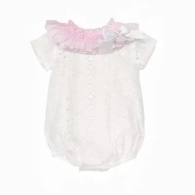 SS26 Baby Girls White Embroidered Romper Dainty Delilah