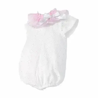 SS26 Baby Girls White Embroidered Romper Dainty Delilah