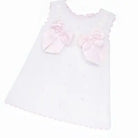 Baby Girls White & Pink Pique A Line Dress Dainty Delilah