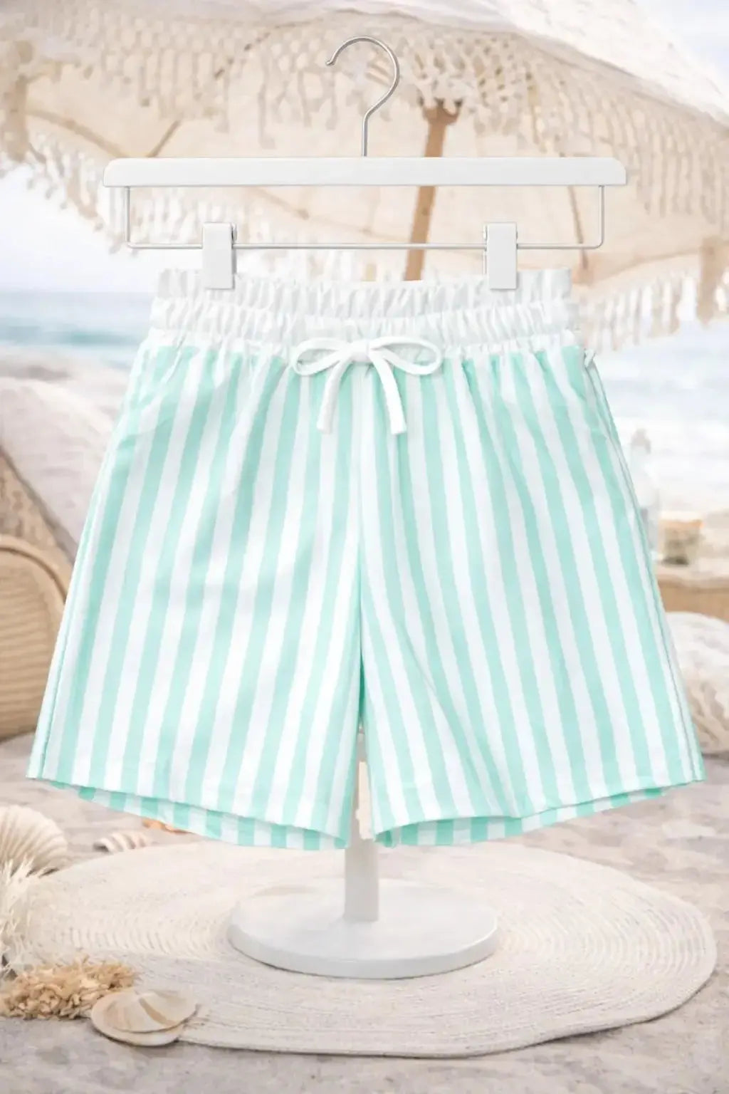 Boys Summer Mint Stripe Swimming Shorts Dainty Delilah