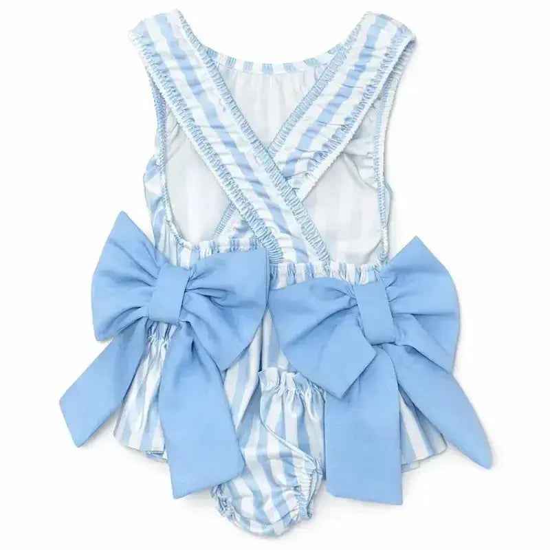 SS26 Girls Summer Blue Stripe Swimming Costume