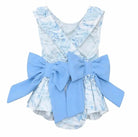 Girls Summer Blue Toile Frilly Bow Swimming Costume Dainty Delilah