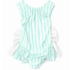 SS26 Girls Summer Mint Stripe Swimming Costume
