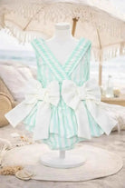 SS26 Girls Summer Mint Stripe Swimming Costume