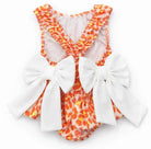 SS26 Girls Summer Orange Frilly Bow Swimming Costume