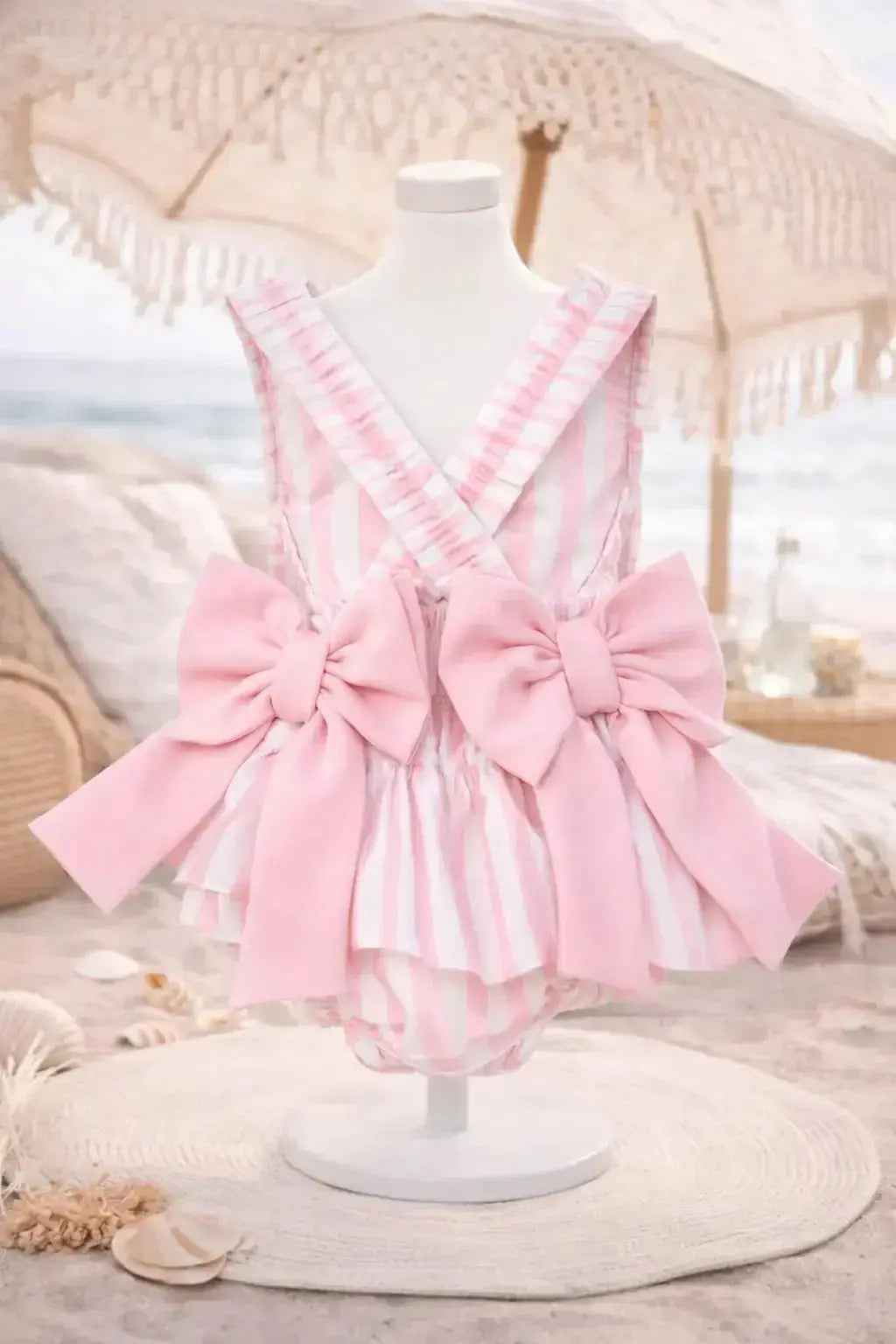 SS26 Girls Summer Pink Stripe Swimming Costume