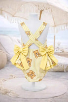 SS26 Girls Summer Yellow Bear Frilly Bow Swimming Costume