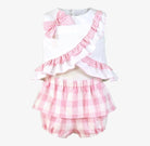 Miranda Baby Girls Pink & White Check Jam Pant Set Miranda