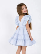 Miranda Girls Blue & White Stripe Linen Dress Miranda