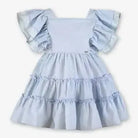 Miranda Girls Blue & White Stripe Linen Dress Miranda