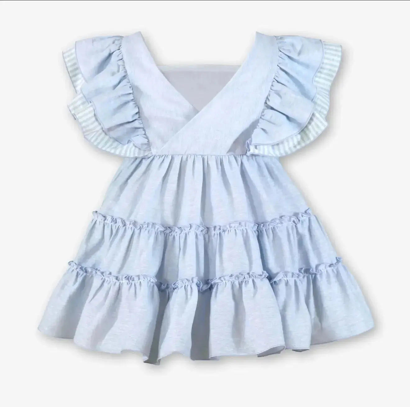 Miranda Girls Blue & White Stripe Linen Dress Miranda