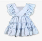 Miranda Girls Blue & White Stripe Linen Dress Miranda