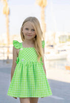 Miranda Girls Neon Lime Check Sun Dress Miranda