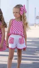 SS26 Miranda Girls Red & White Check Short Set