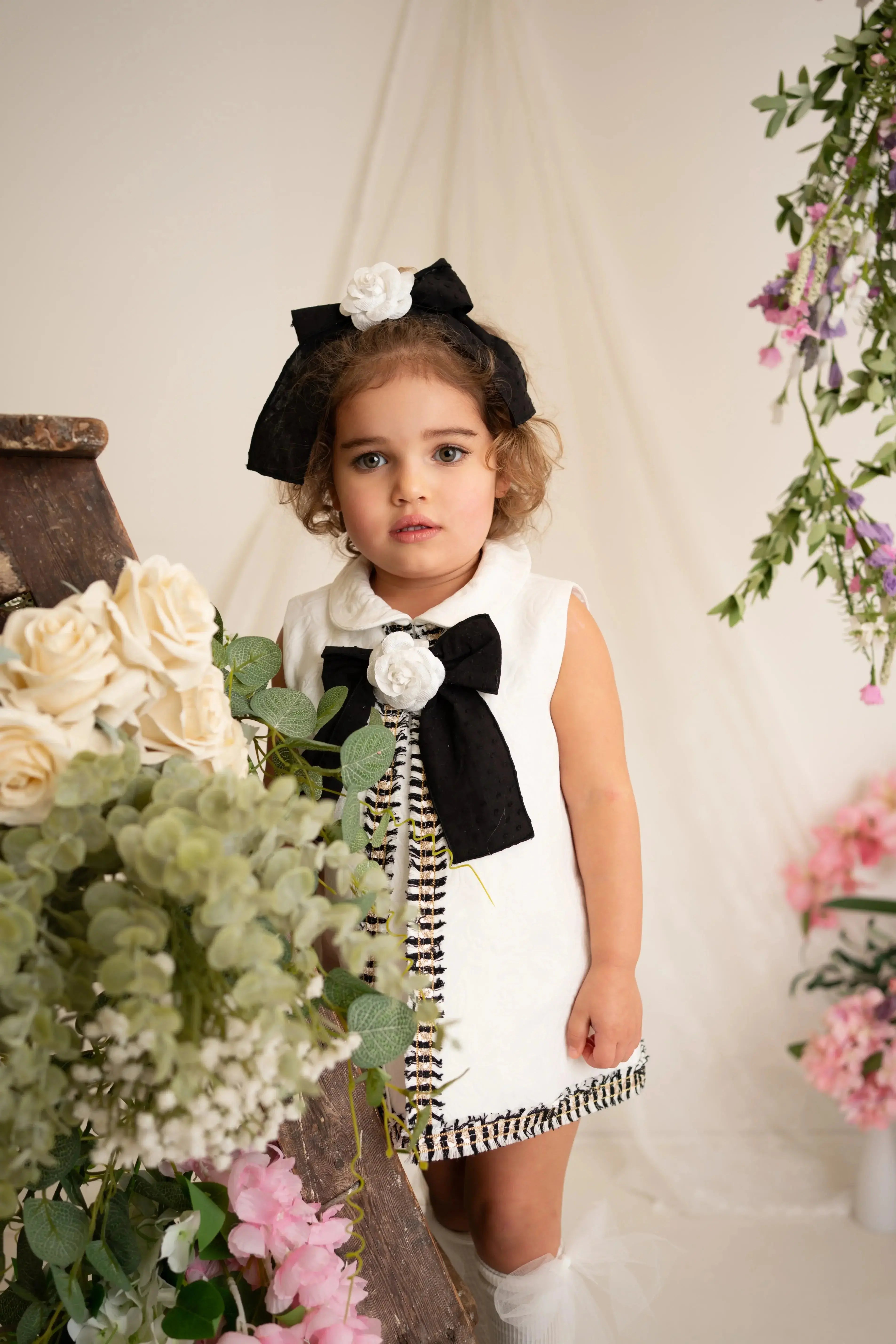 SS26  Naxos Baby Girls Black Chanel Dress & Knickers Naxos