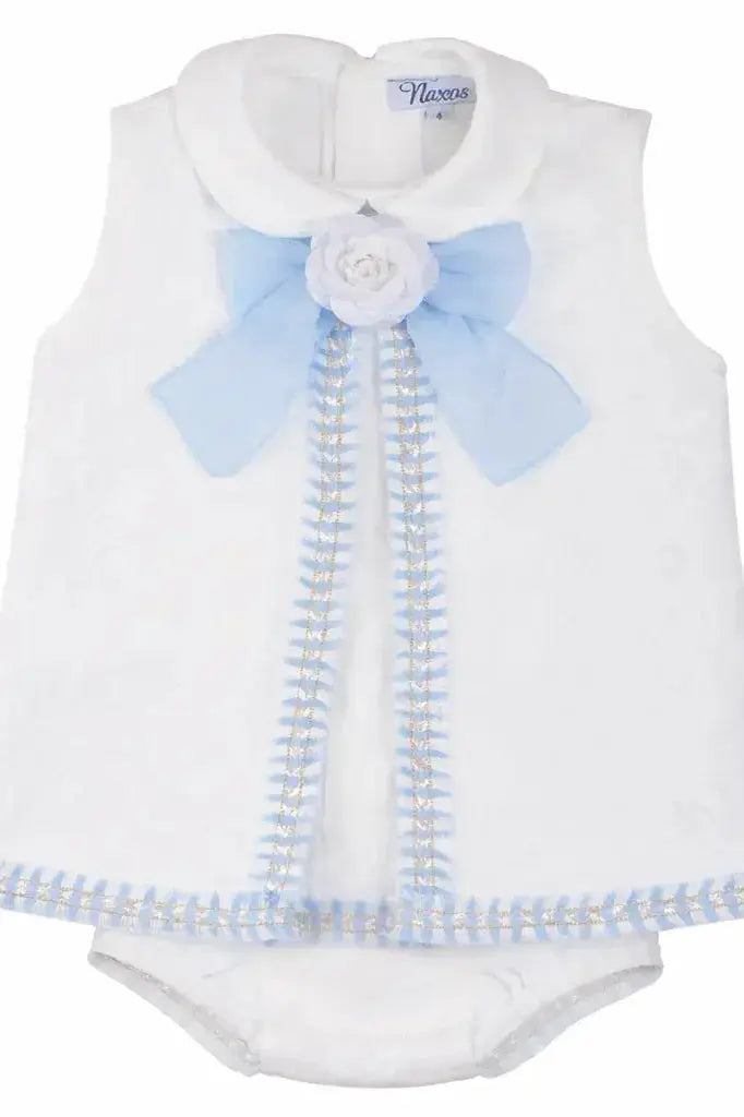 SS26 Naxos Baby Girls Blue Chanel Dress & Knickers Naxos