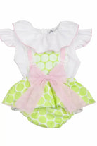 SS26 Naxos Baby Girls Lime Spot Shirt & H Bar Romper Naxos