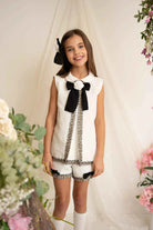 SS26 Naxos Girls Black Chanel Blouse & Short Set