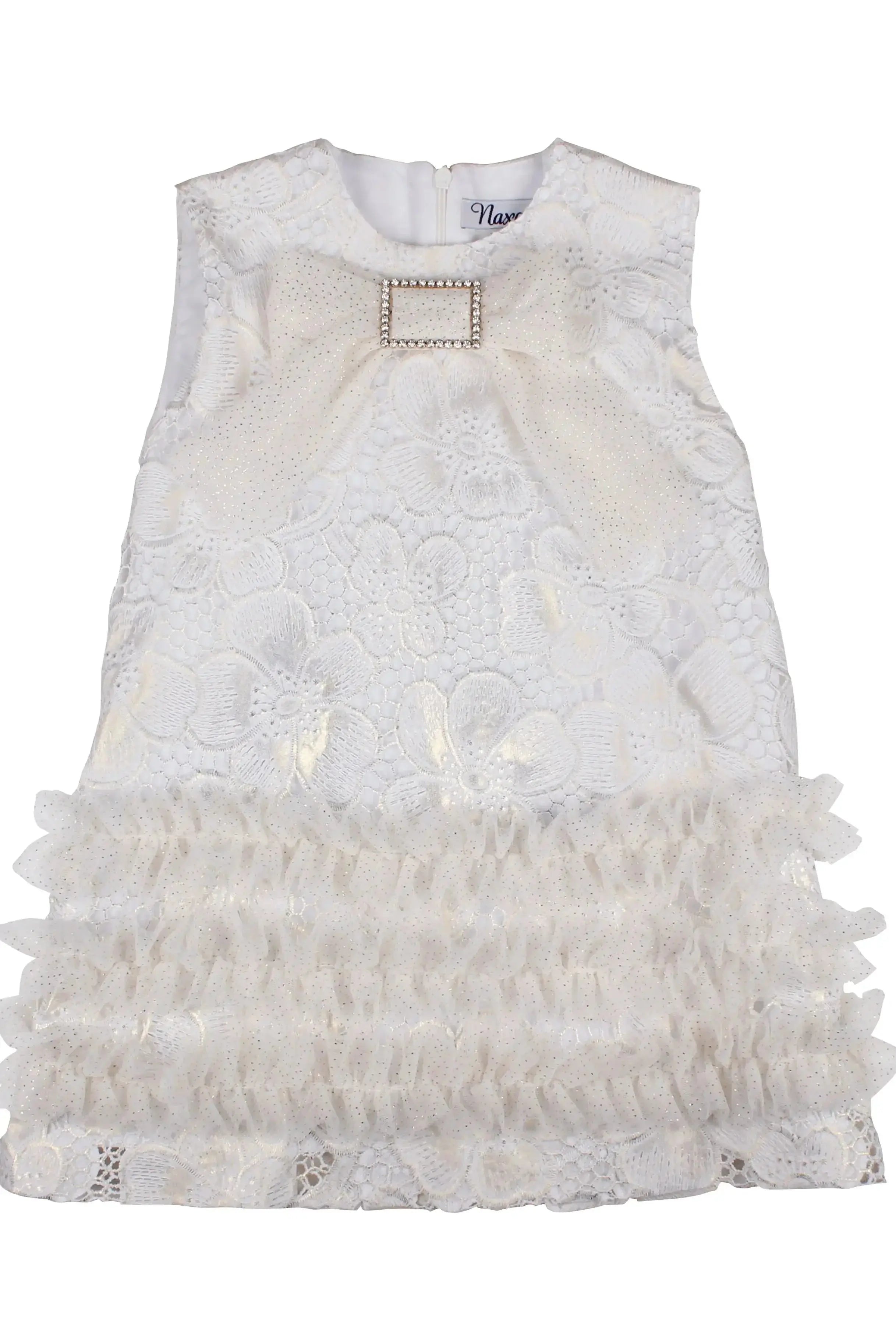 SS26 Naxos Girls Gold Glitter Lace Tulle Dress Naxos