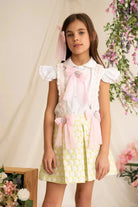 SS26 Naxos Girls Lime & Pink Shirt & Pinafore Dress Naxos