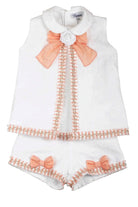 SS26 Naxos Girls Peach Chanel Blouse & Short Set