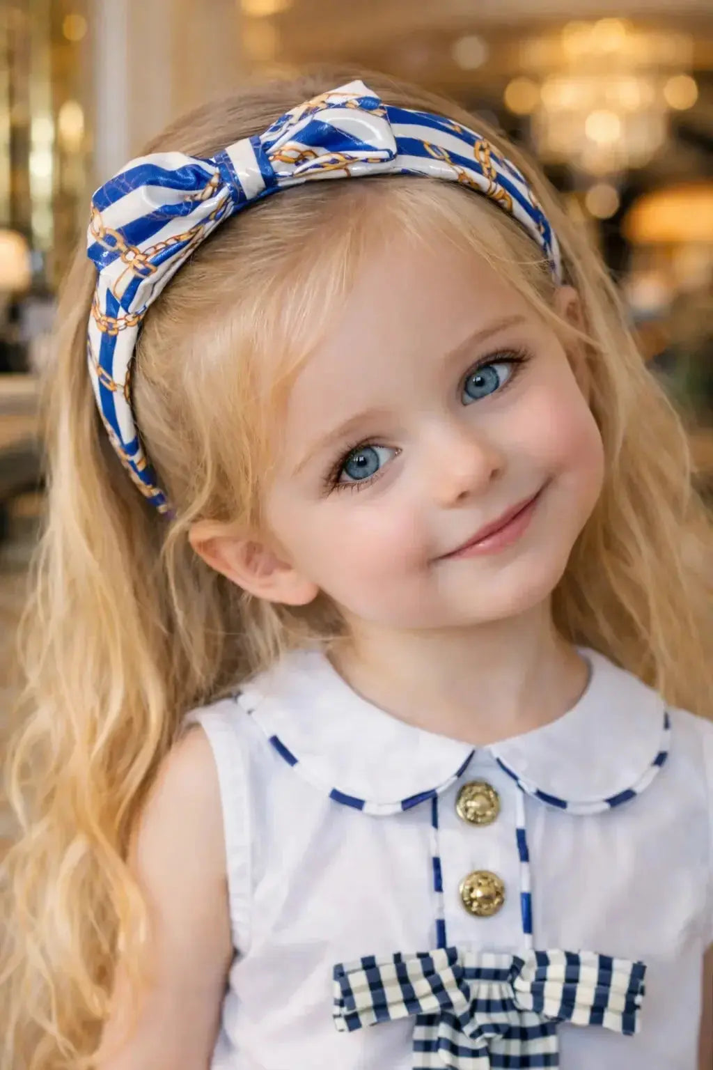 Rochy Girls Blue Stripe Chain Headband Rochy