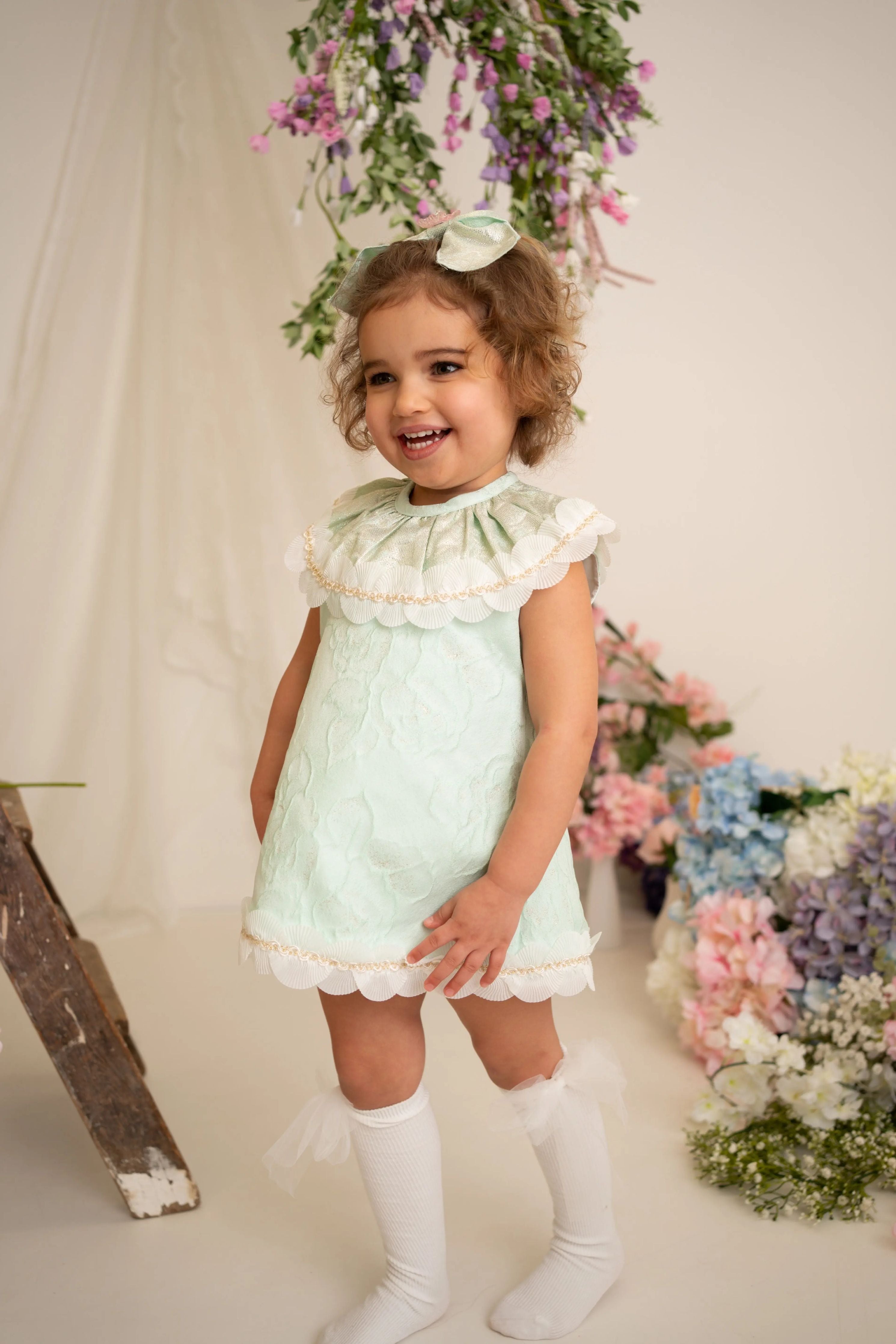SS26 Naxos Baby Girls Mint Green Dress & Knickers Naxos