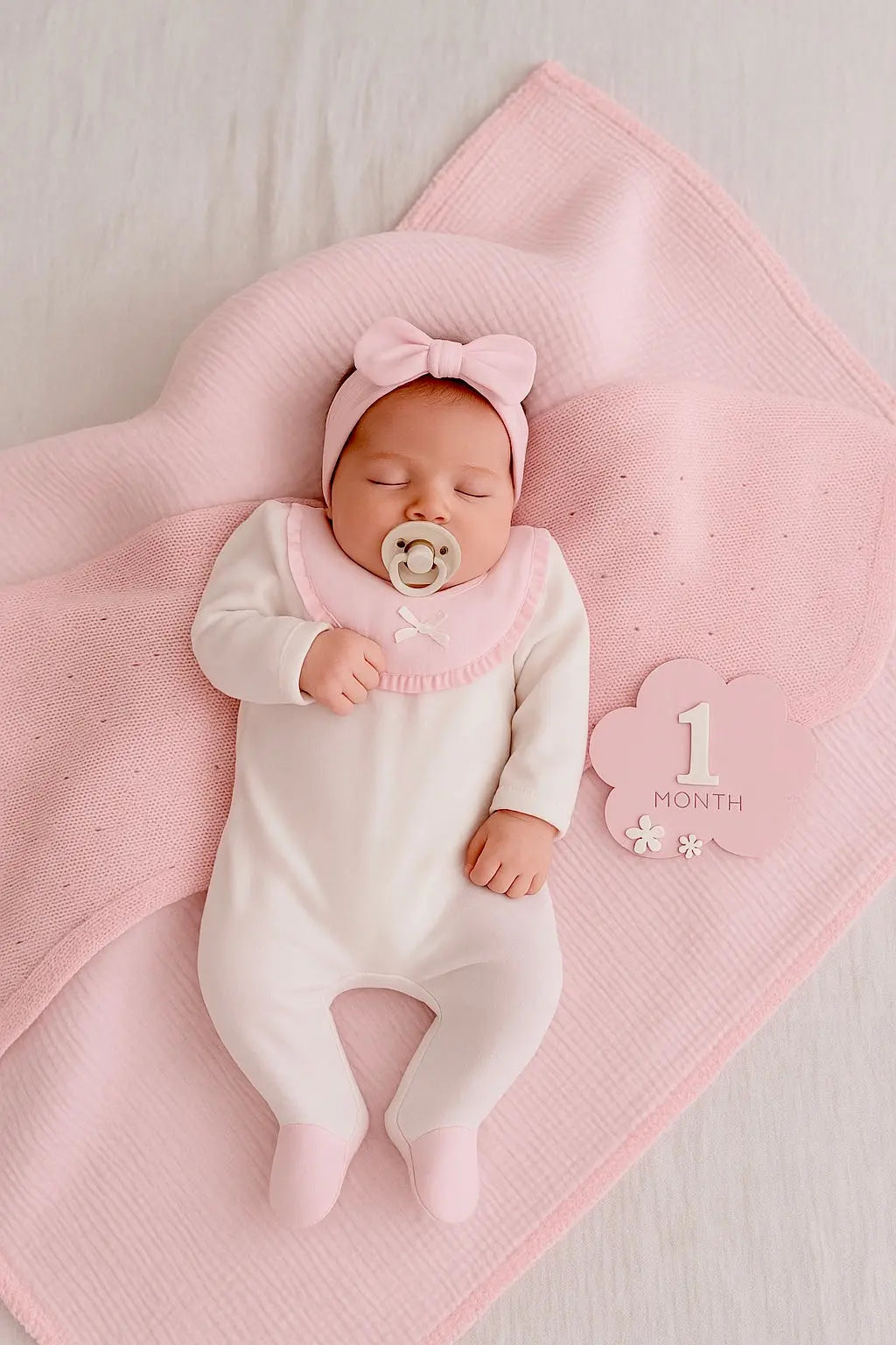 Spanish Baby Girls White / Pink Babygrow Dainty Delilah