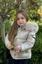Unisex Champagne Fur Hood Coat - In Stock
