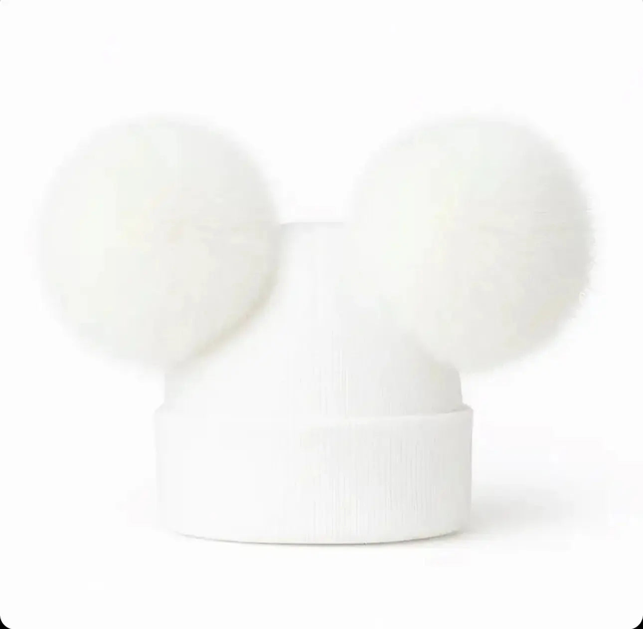 White Double Pompom Fur Unisex Hat Dainty Delilah