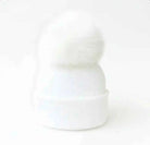 White Single Pompom Fur Unisex Hat