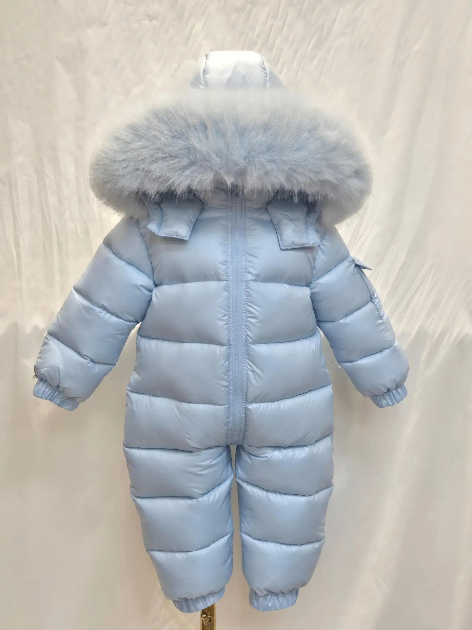 Baby Blue Detachable Fur Snowsuit - In Stock Dainty Delilah