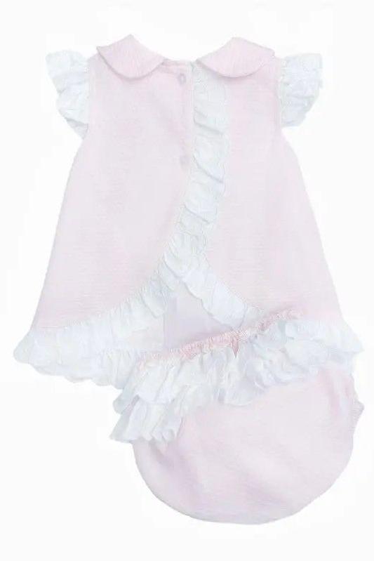 SS25 Baby Girls Pink A Line Pique Dress & Knickers Dainty Delilah