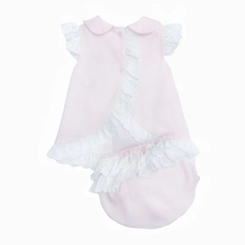 SS25 Baby Girls Pink A Line Pique Dress & Knickers Dainty Delilah
