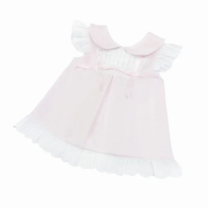 SS25 Baby Girls Pink A Line Pique Dress & Knickers Dainty Delilah