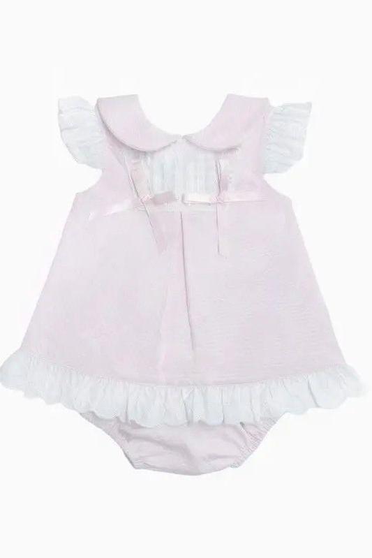 SS25 Baby Girls Pink A Line Pique Dress & Knickers Dainty Delilah