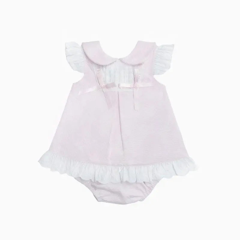 SS25 Baby Girls Pink A Line Pique Dress & Knickers Dainty Delilah