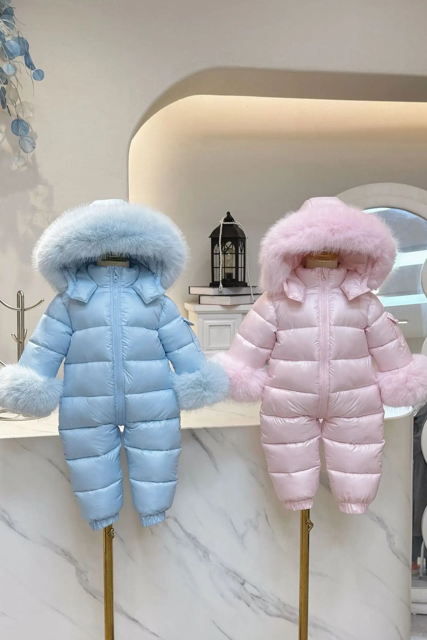 Baby Blue Detachable Fur Snowsuit Dainty Delilah