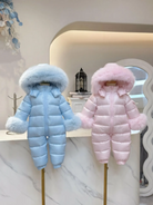 Baby Pink Detachable Fur Cuff Snowsuit - In Stock Dainty Delilah