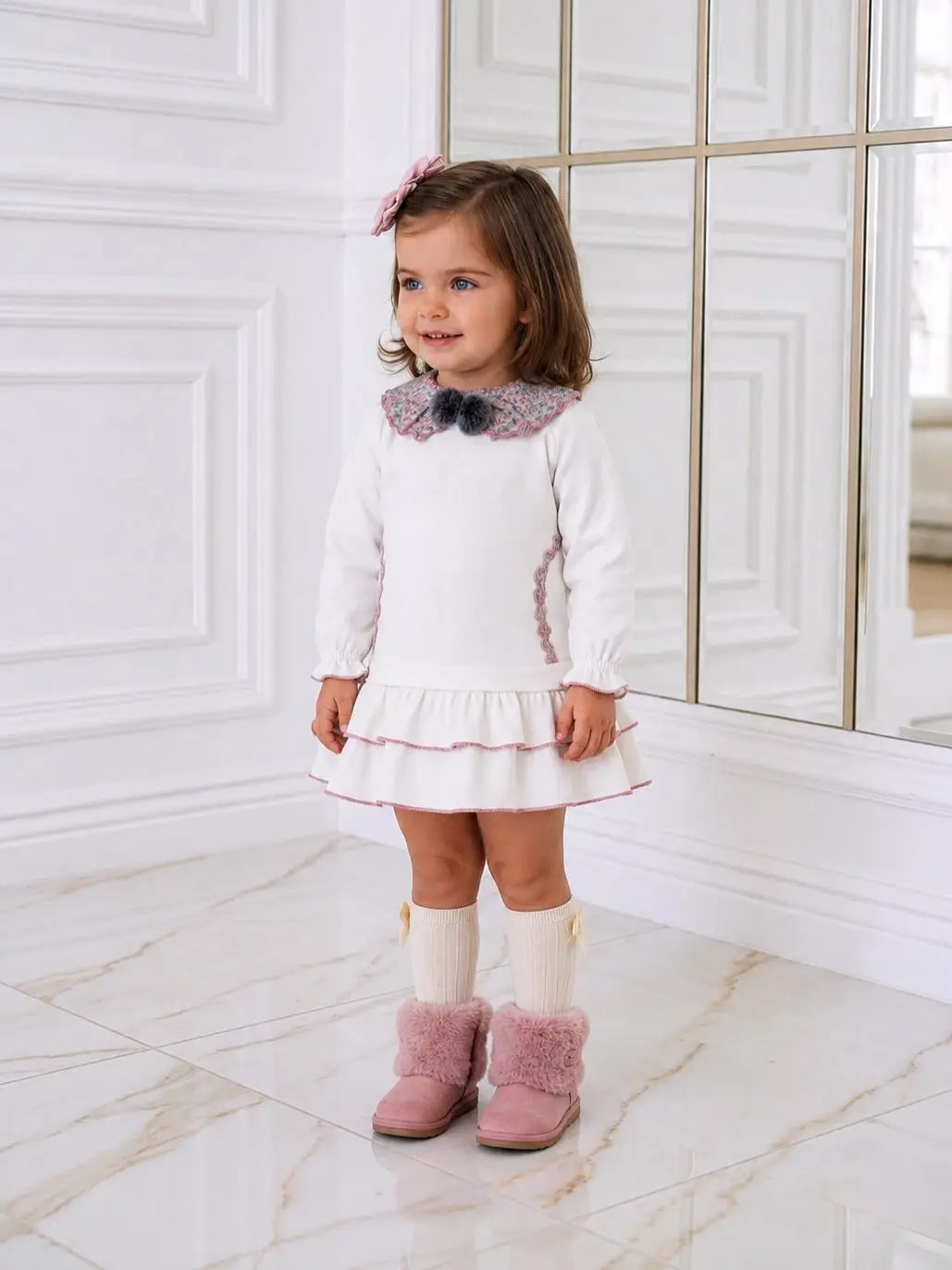 AW26 Miranda Girls White Floral Frill Dress Miranda