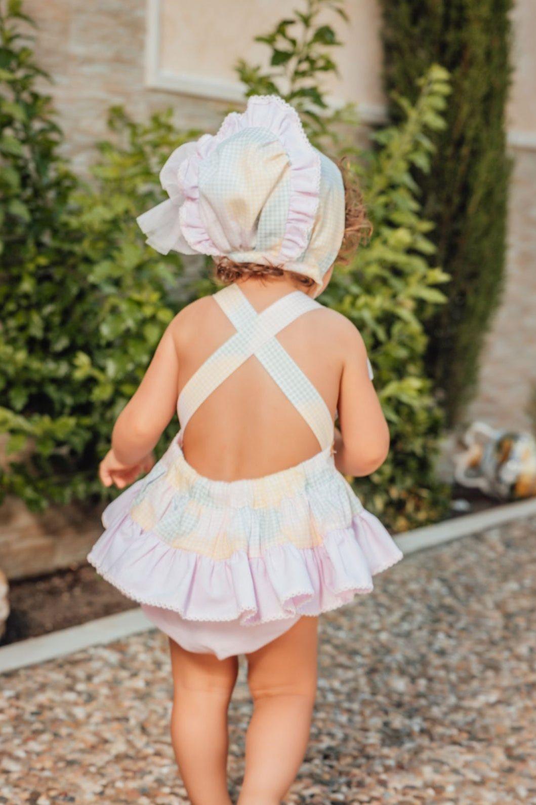 SS24 Babine Baby Girls Pastel Abstract Summer Romper Dainty Delilah