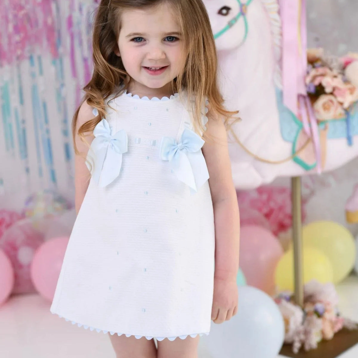 SS25 Baby Girls Blue A Line Dress - Main Image