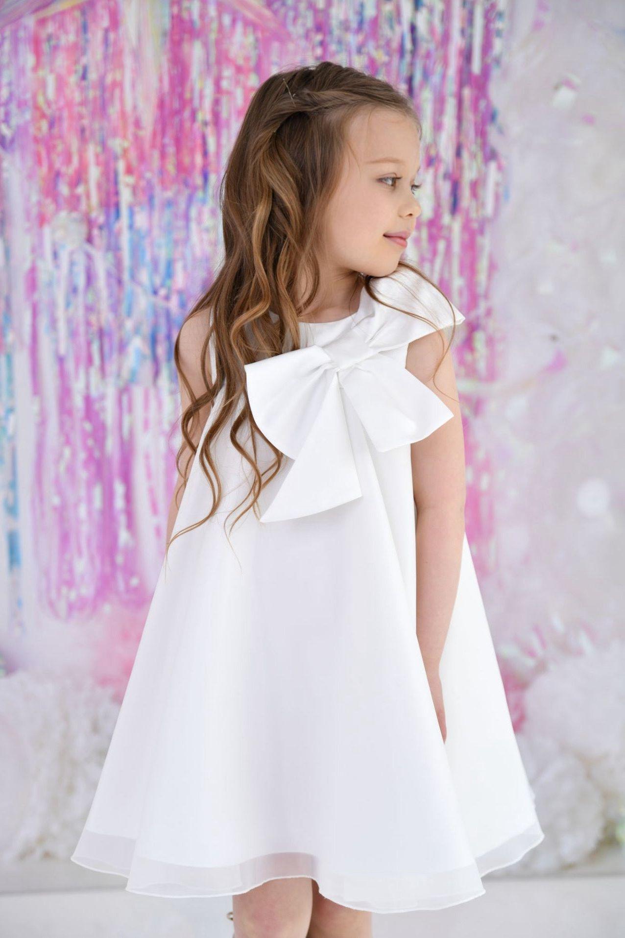 SS24 Bimbalo Girls Ivory Bow Dress Dainty Delilah