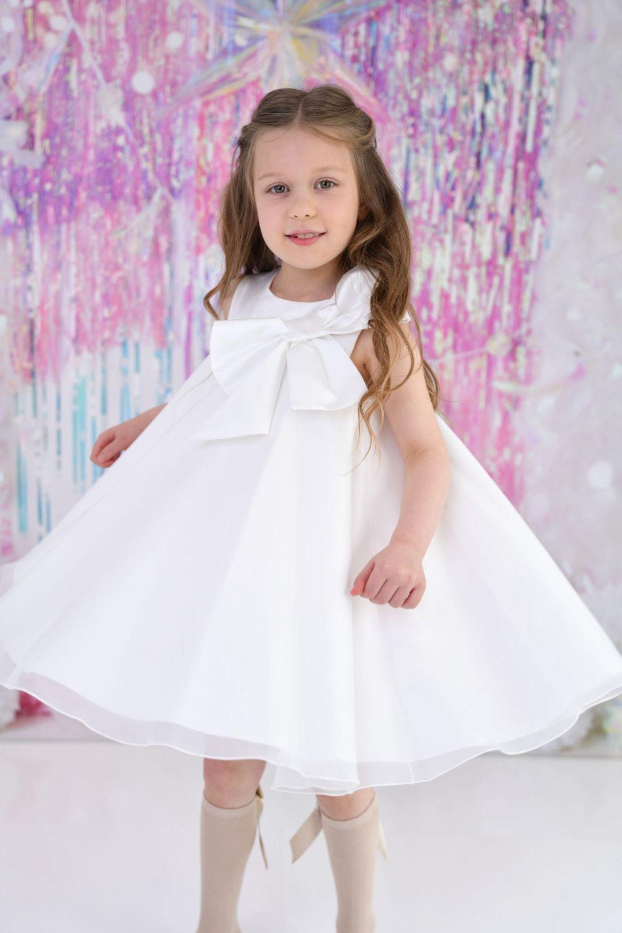 SS24 Bimbalo Girls Ivory Bow Dress Dainty Delilah