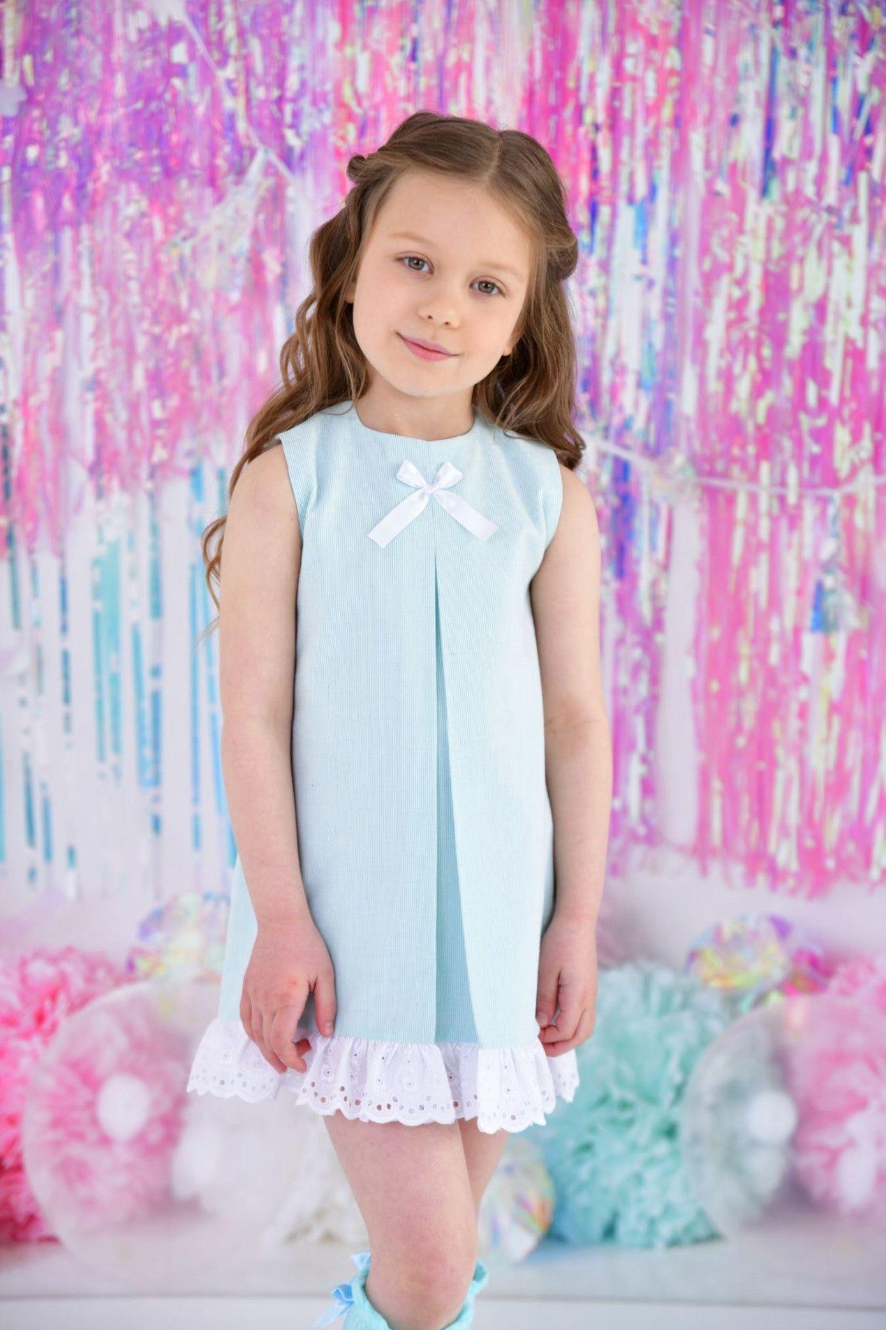 SS24 Lor Miral Girls Mint Bow A Line Dress Dainty Delilah